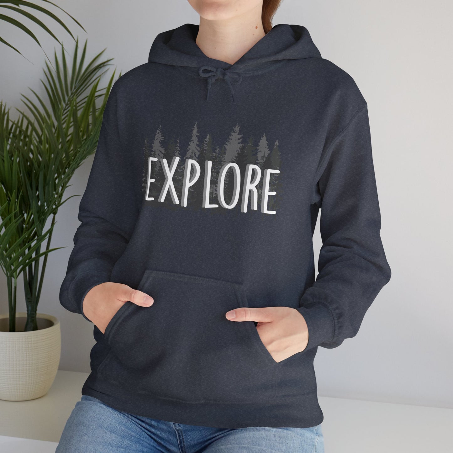 Explore Mountain Adventure Trees Heavy Blend™ Hooded Sweatshirt