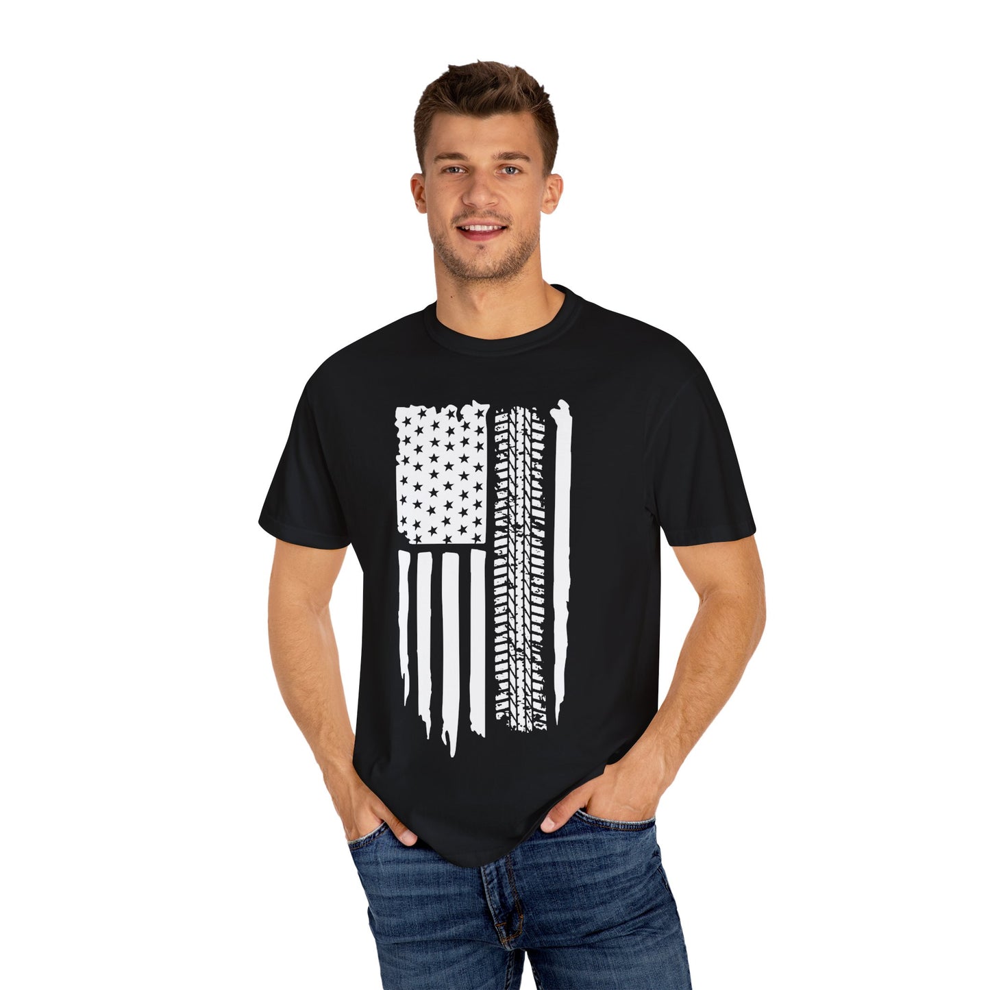 Muddy Tire Off Road American Flag Tyre Shirt