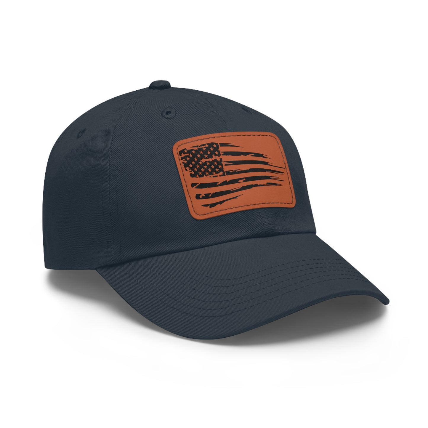 Torn American Flag Hat with Leather Patch