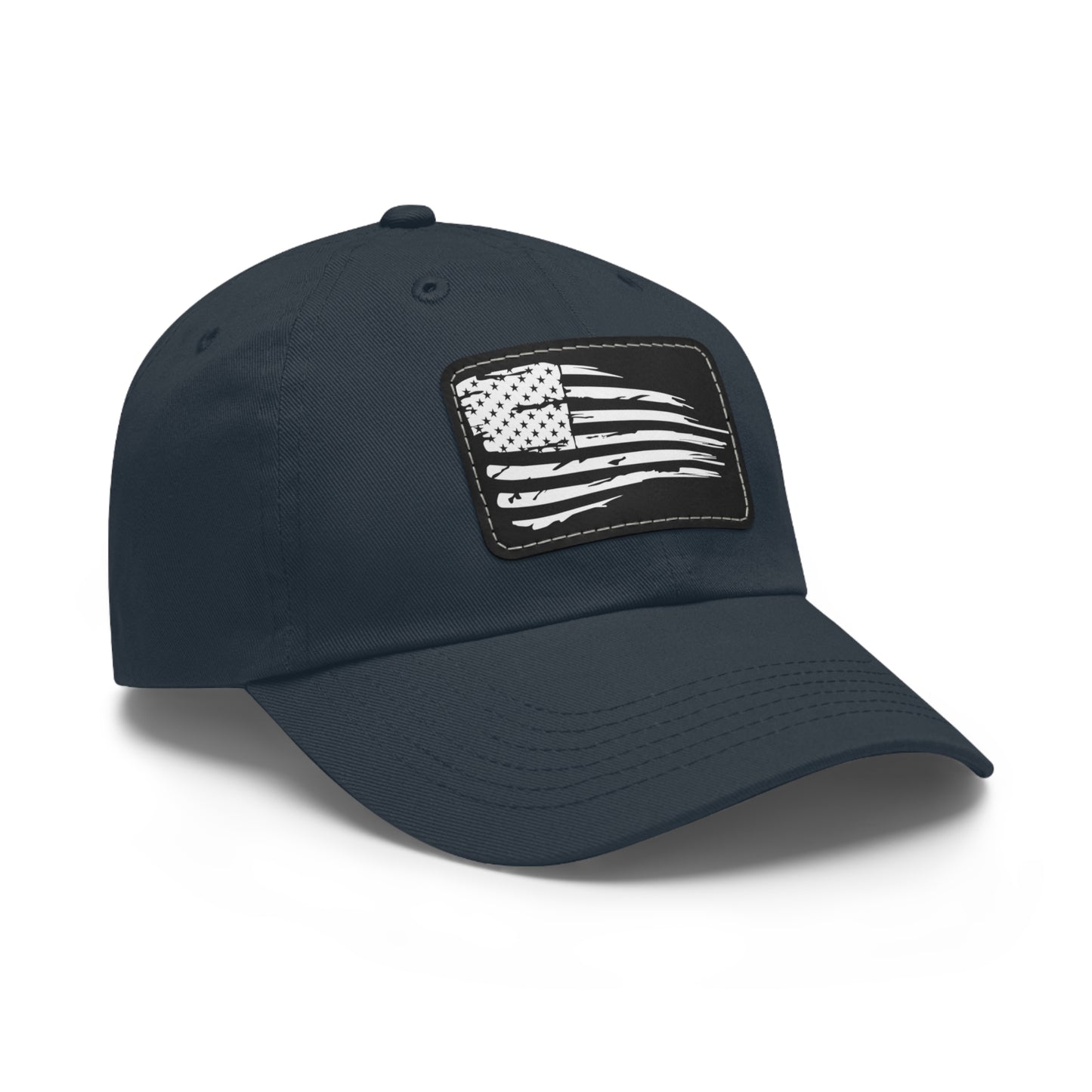 Torn American Flag Hat with Leather Patch