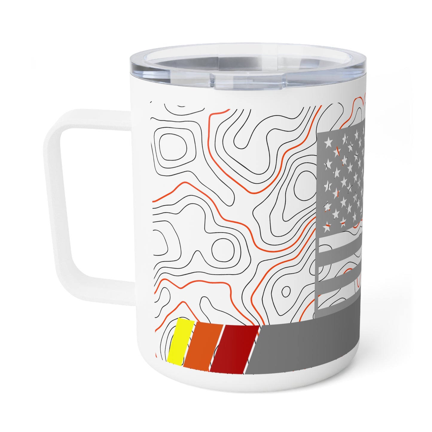 TEQ American Flag Off Road Topography Insulated Coffee Mug, 10oz