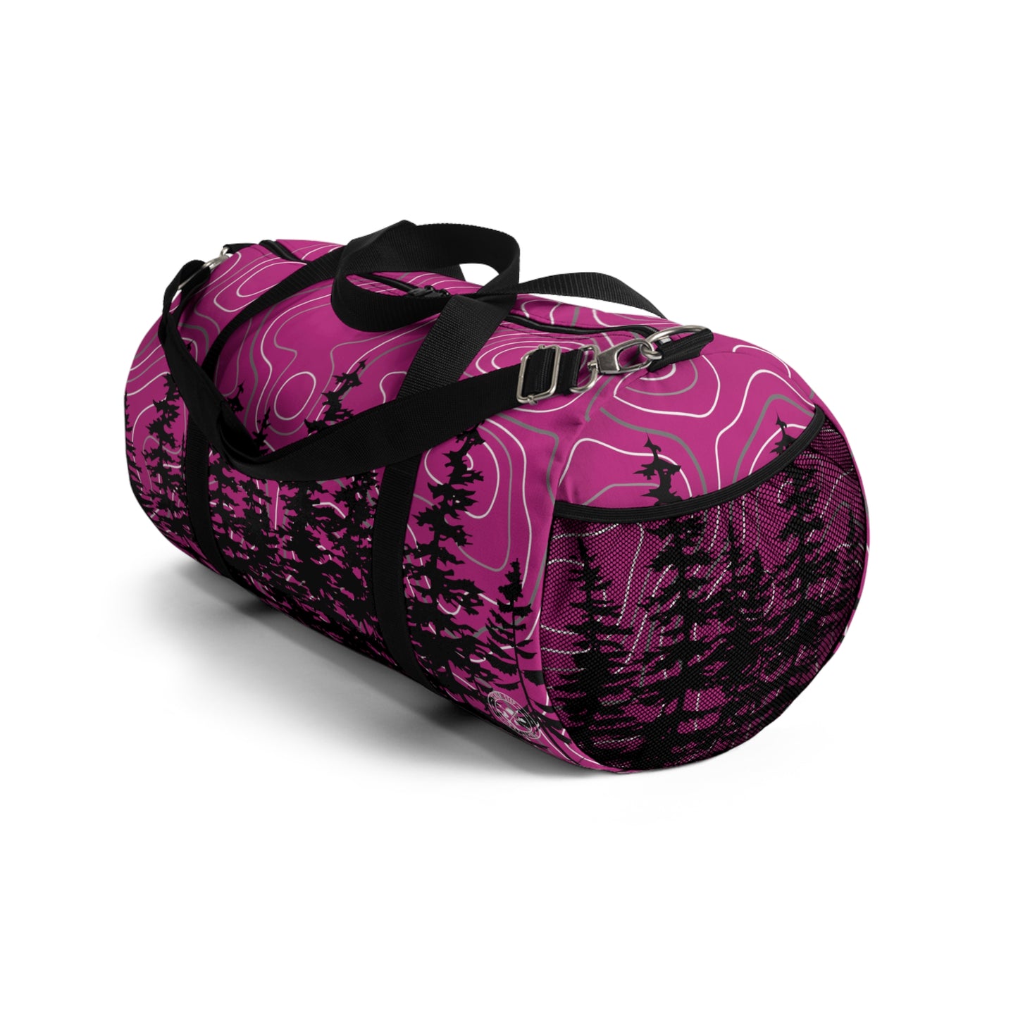 Pink Topographic Gray Forrest Overlanding Duffel Off-Road Gym Bag