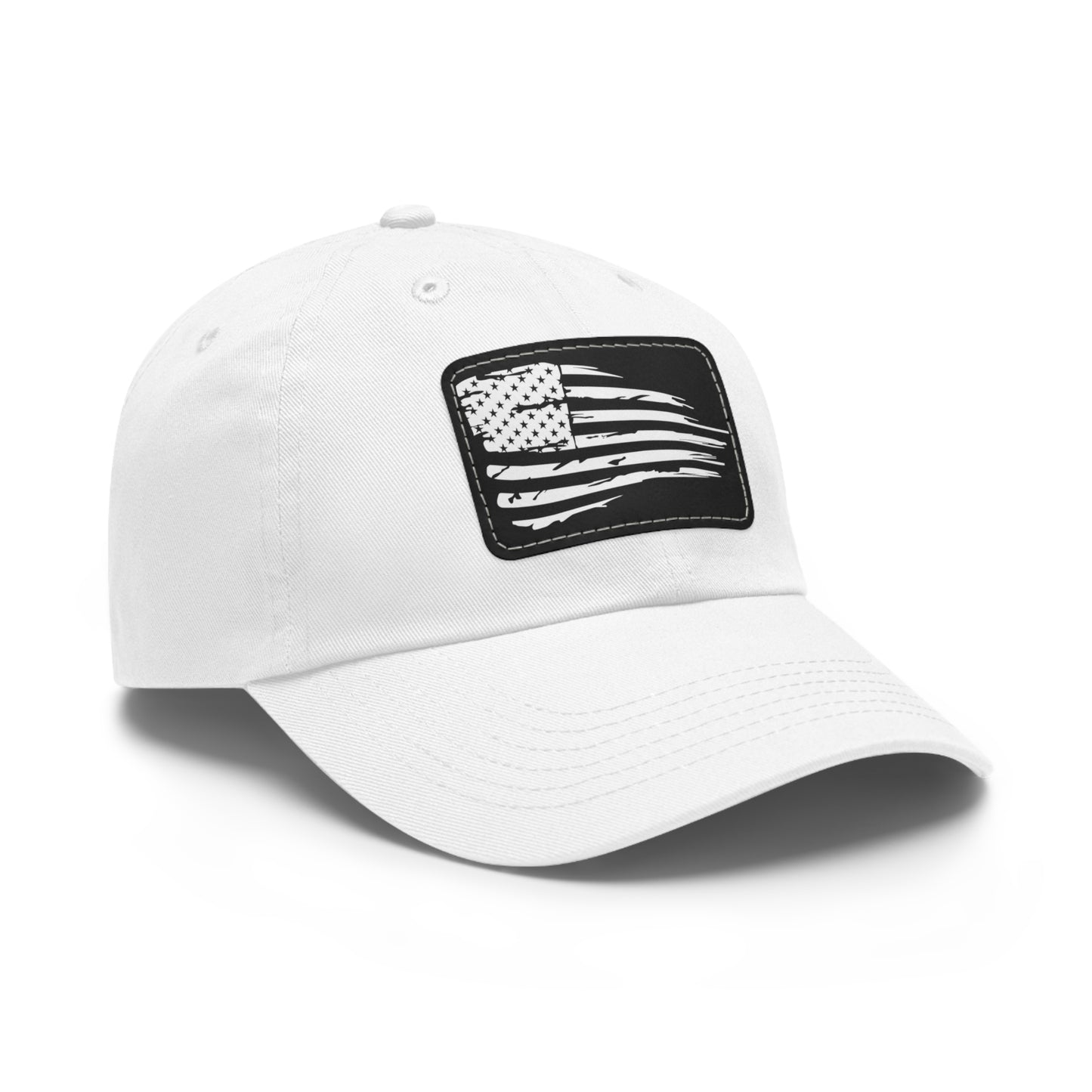 Torn American Flag Hat with Leather Patch