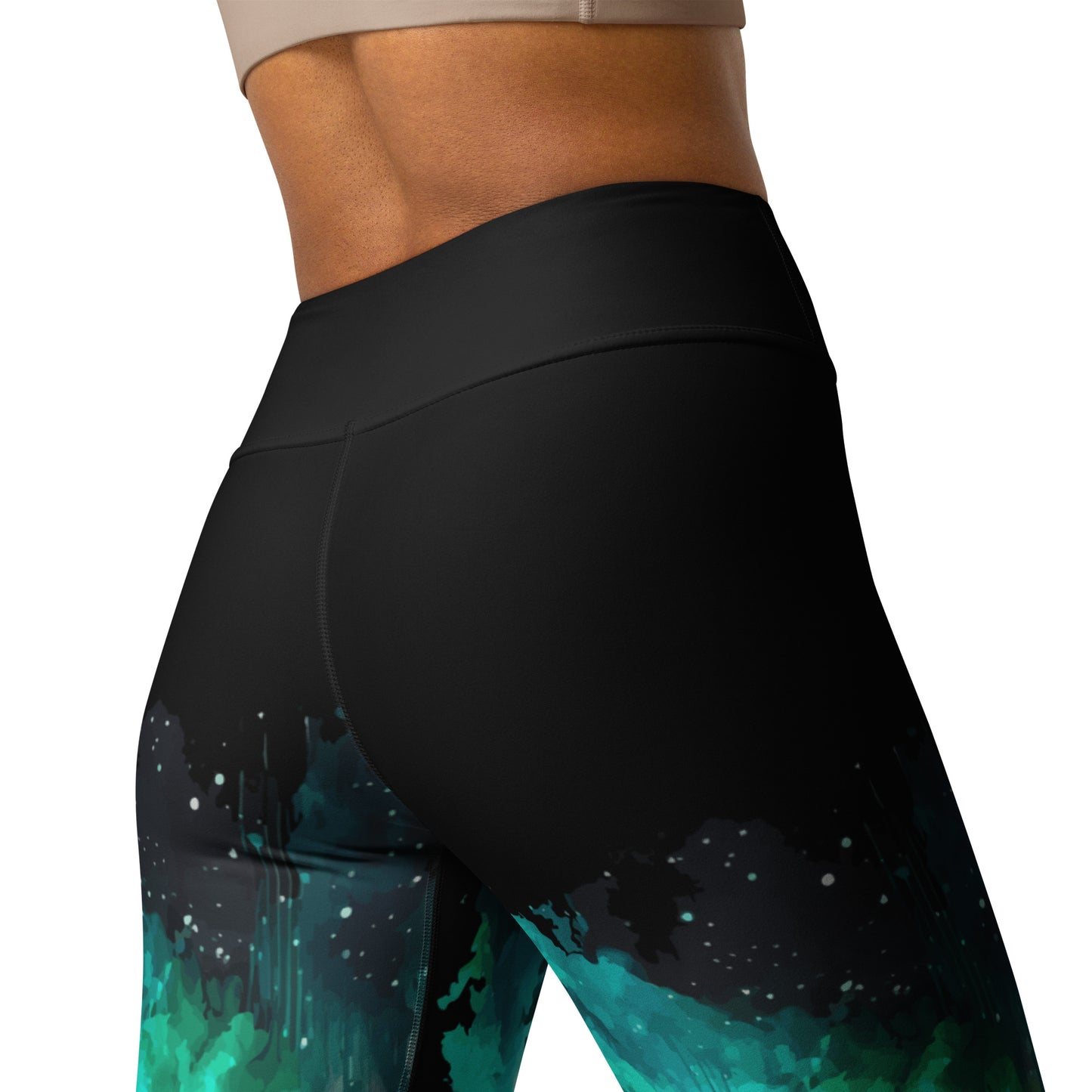 Dark Turquoise Wilderness Yoga Leggings