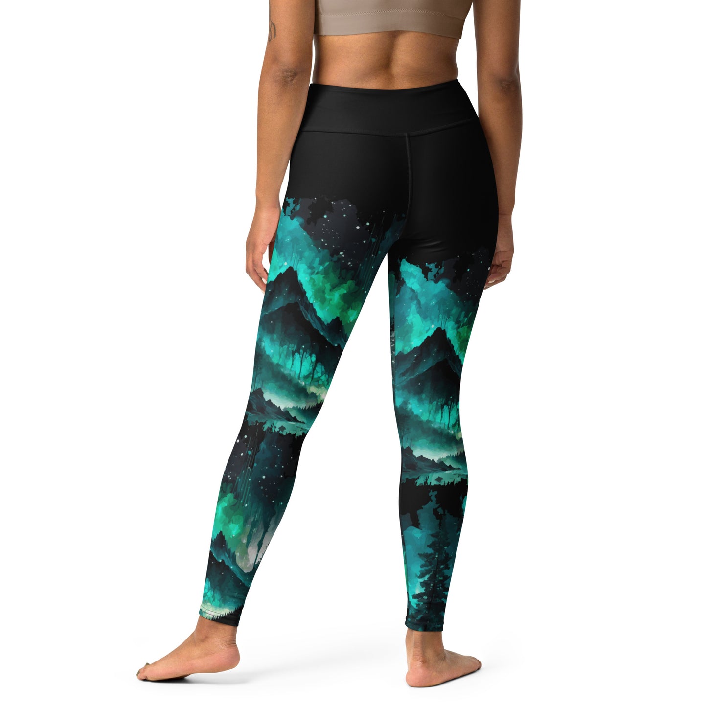Dark Turquoise Wilderness Yoga Leggings