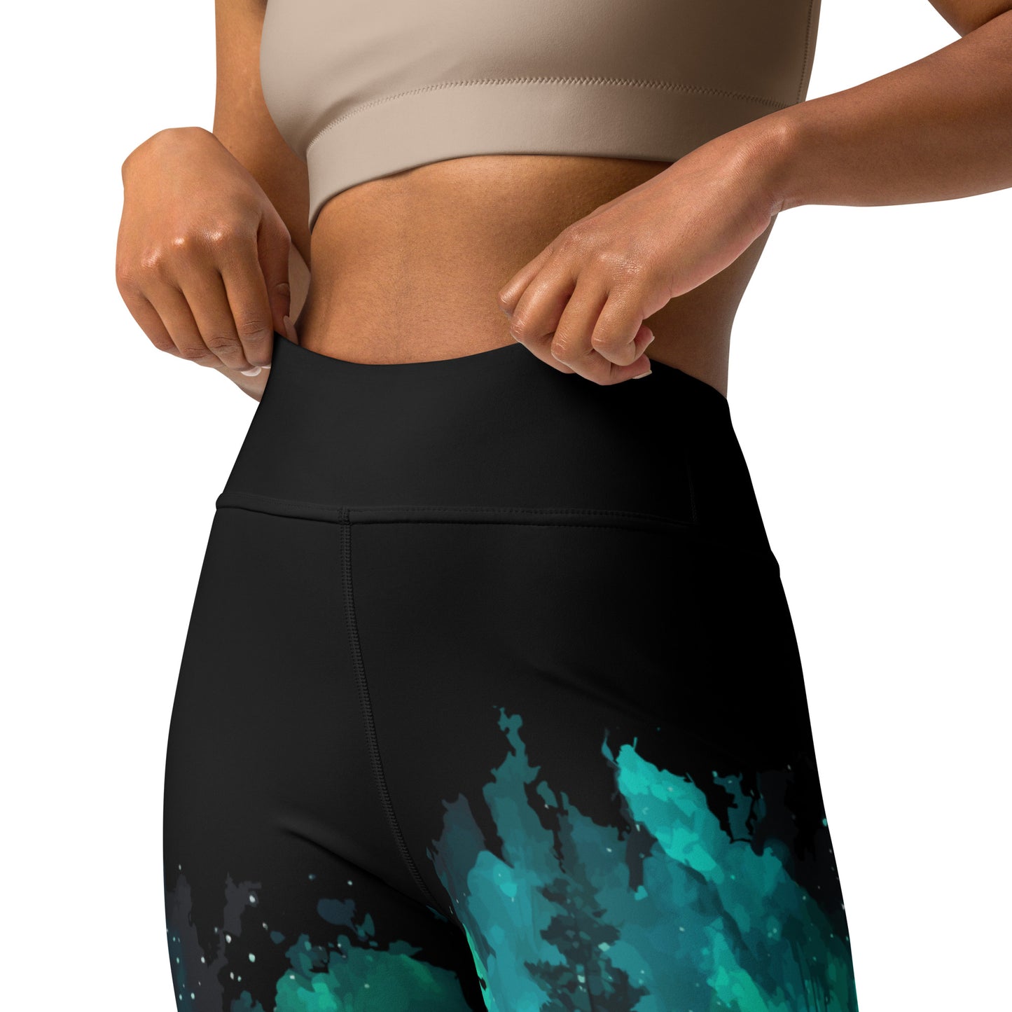 Dark Turquoise Wilderness Yoga Leggings