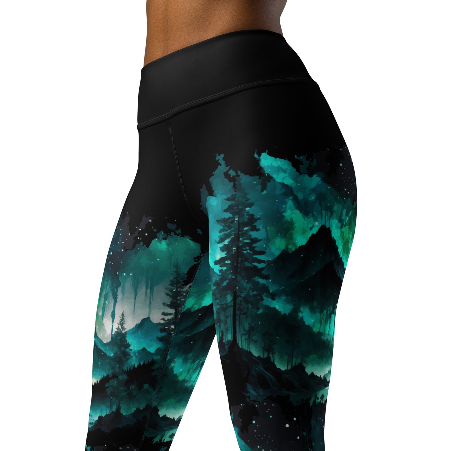 Dark Turquoise Wilderness Yoga Leggings