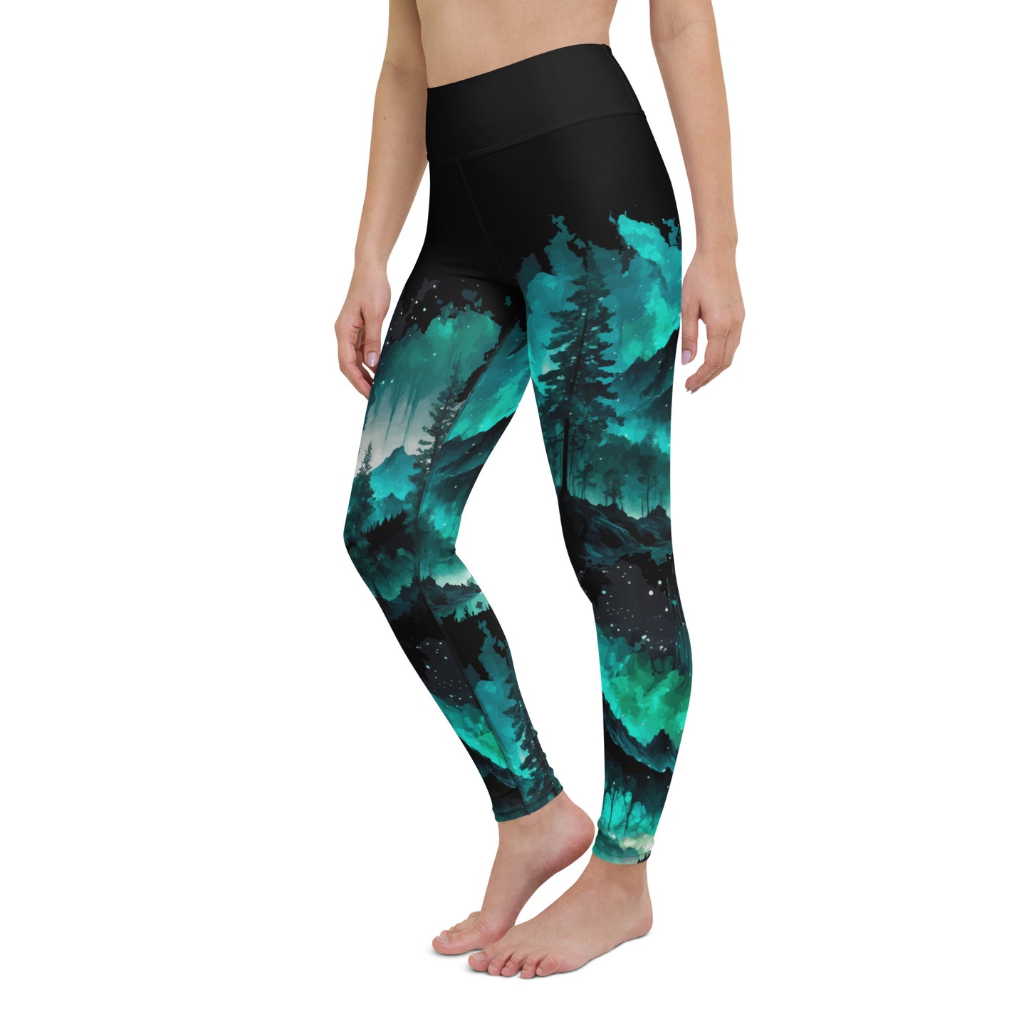 Dark Turquoise Wilderness Yoga Leggings