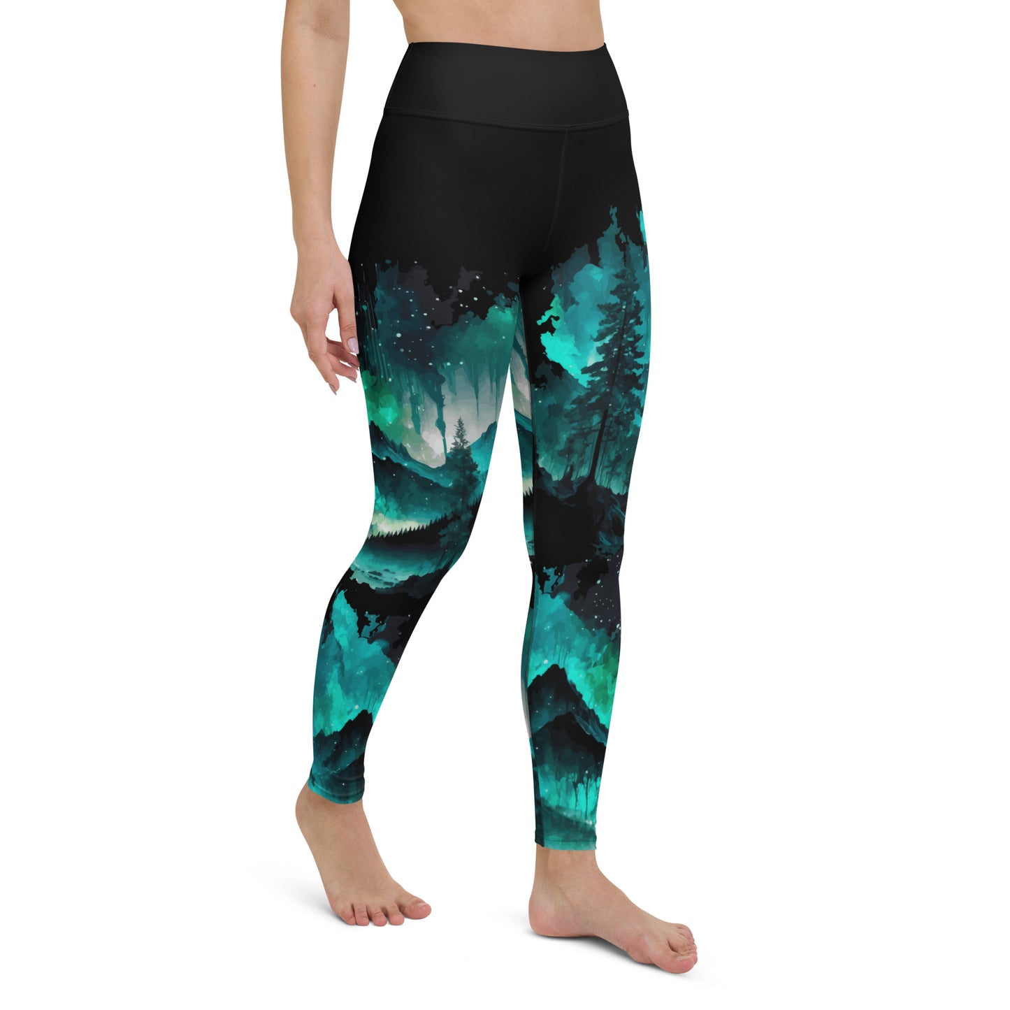 Dark Turquoise Wilderness Yoga Leggings
