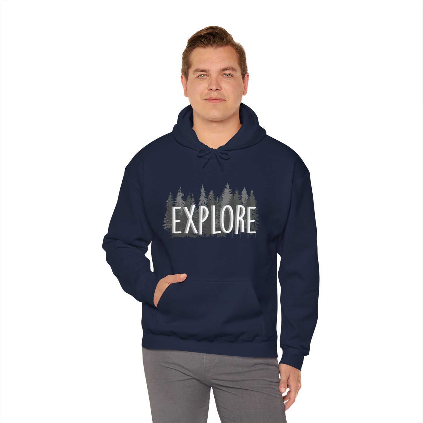 Explore Mountain Adventure Trees Heavy Blend™ Hooded Sweatshirt