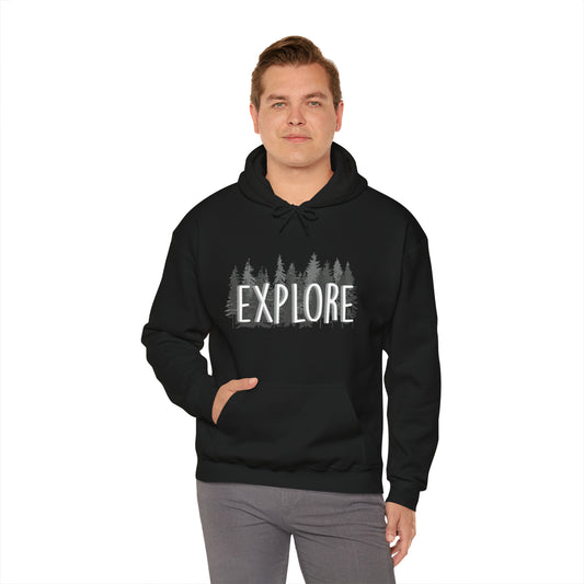 Explore Mountain Adventure Trees Heavy Blend™ Hooded Sweatshirt