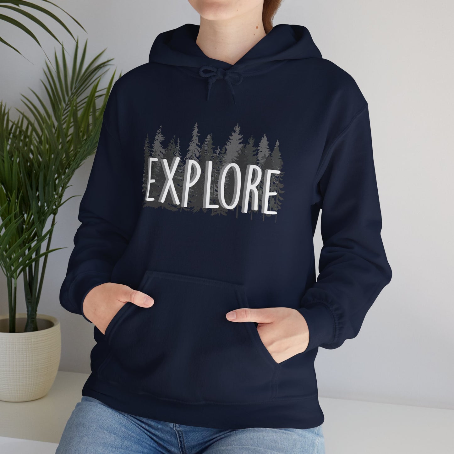 Explore Mountain Adventure Trees Heavy Blend™ Hooded Sweatshirt