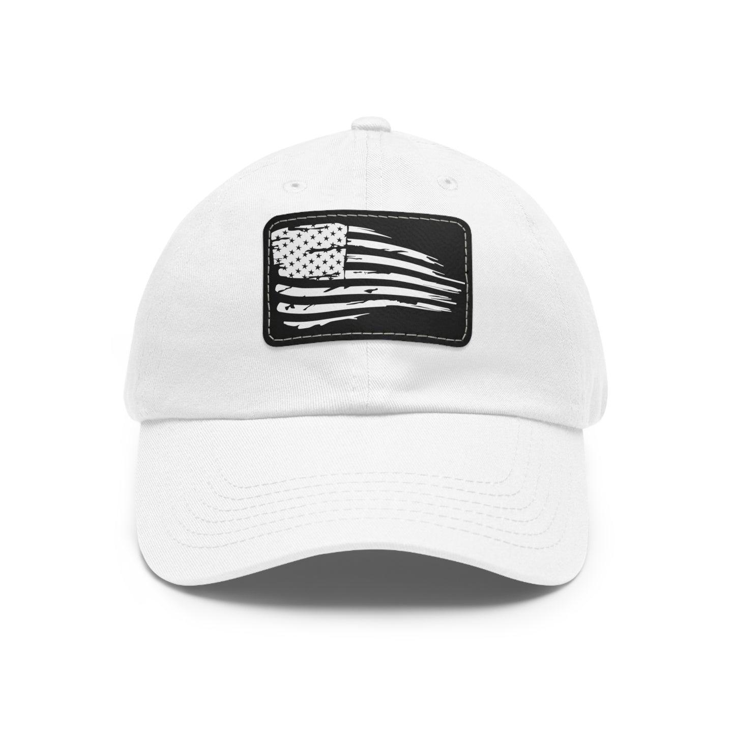 Torn American Flag Hat with Leather Patch