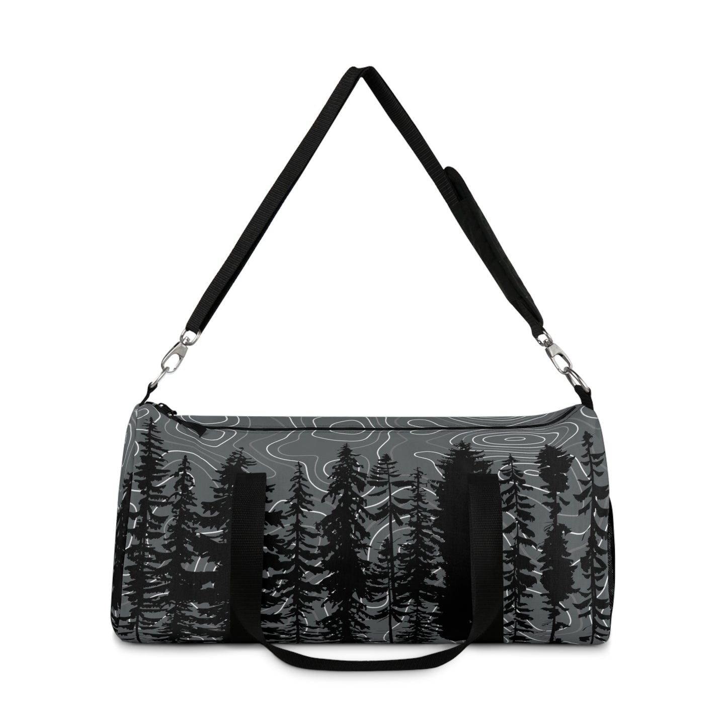 Topographic Gray Forrest Overlanding Duffel Gym Bag