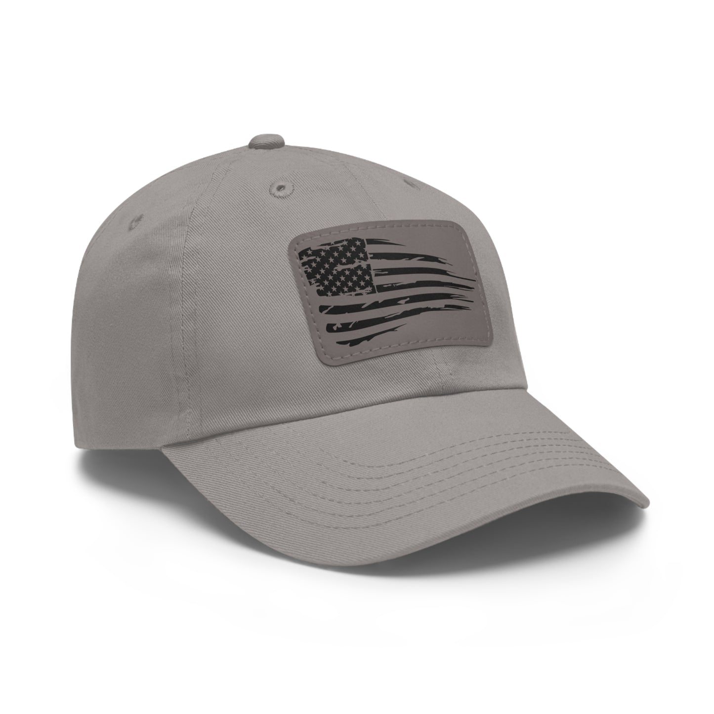 Torn American Flag Hat with Leather Patch