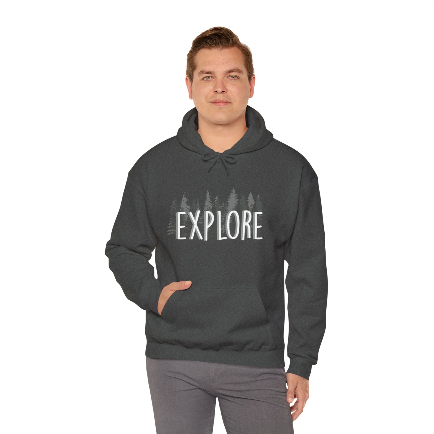 Explore Mountain Adventure Trees Heavy Blend™ Hooded Sweatshirt