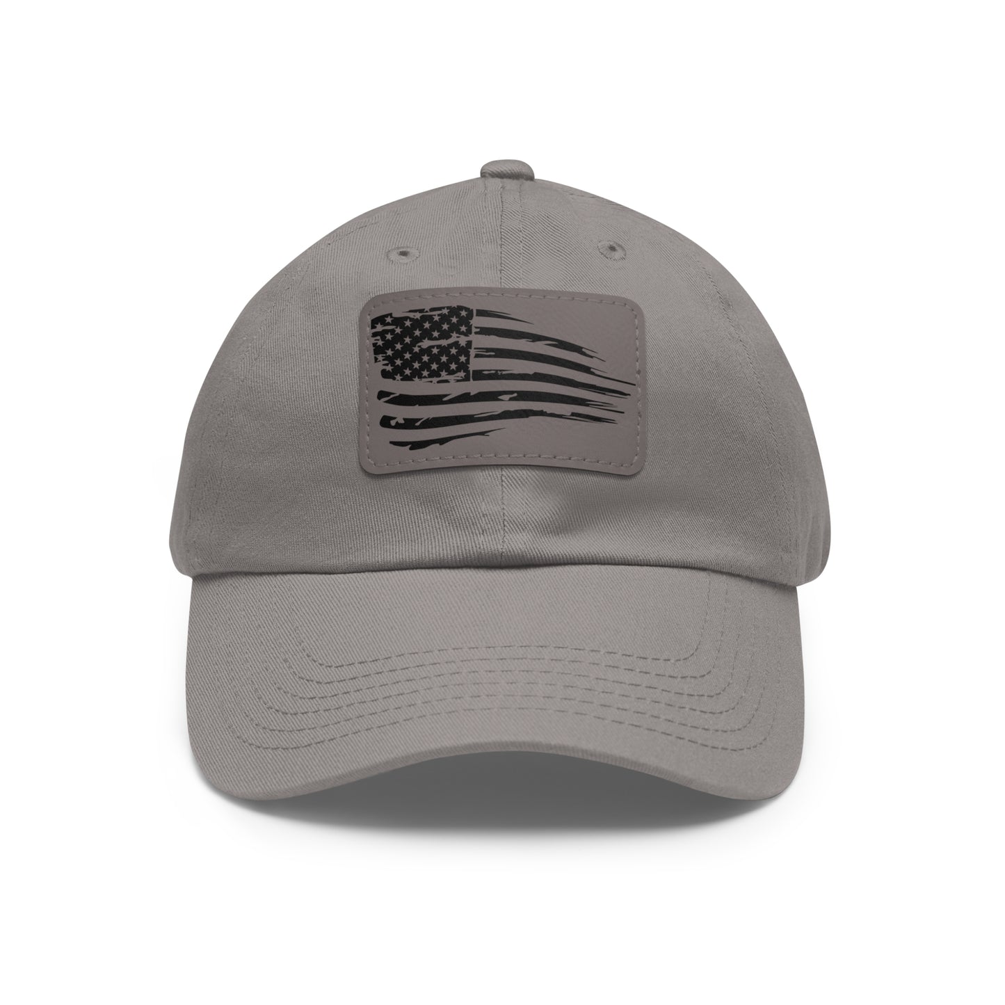 Torn American Flag Hat with Leather Patch