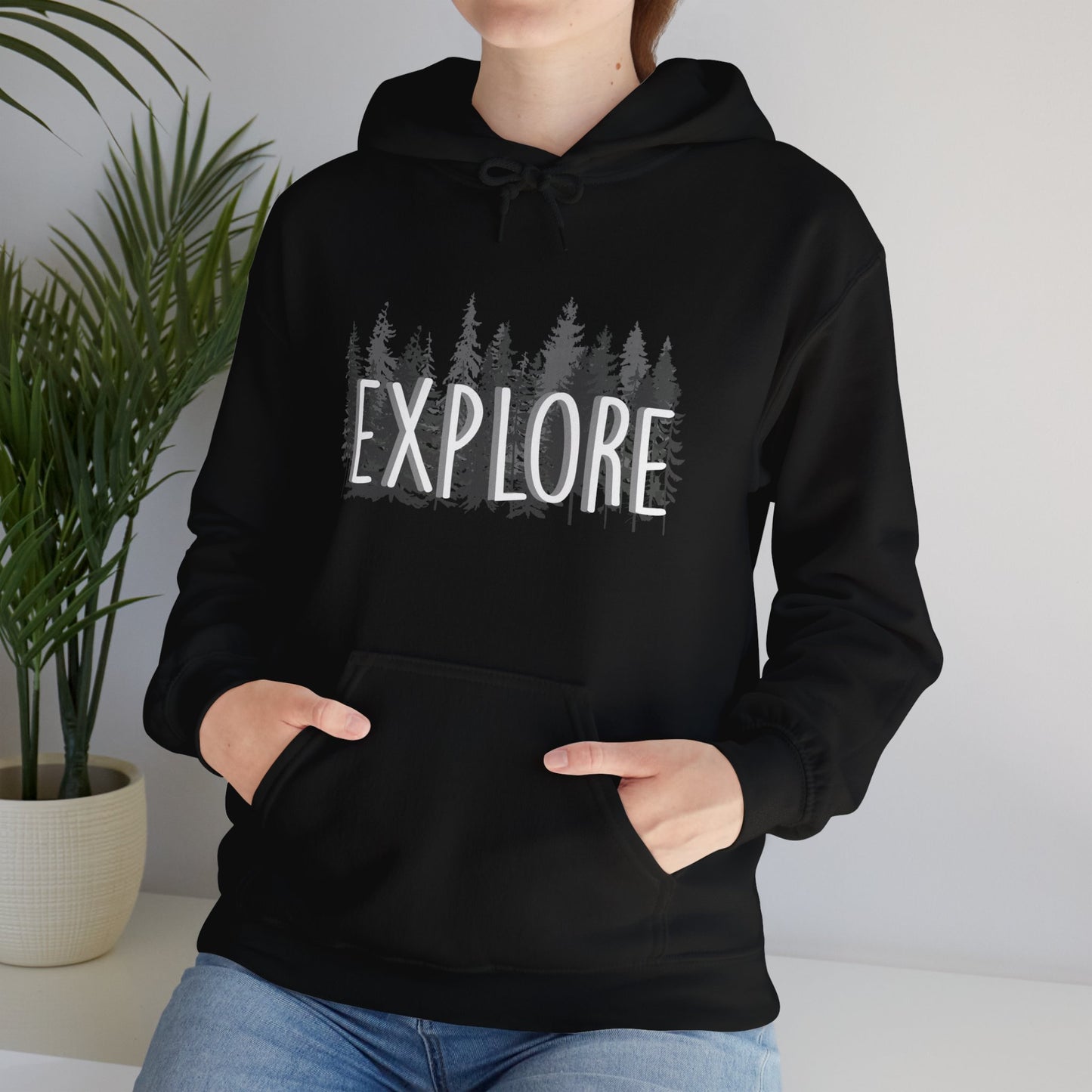 Explore Mountain Adventure Trees Heavy Blend™ Hooded Sweatshirt