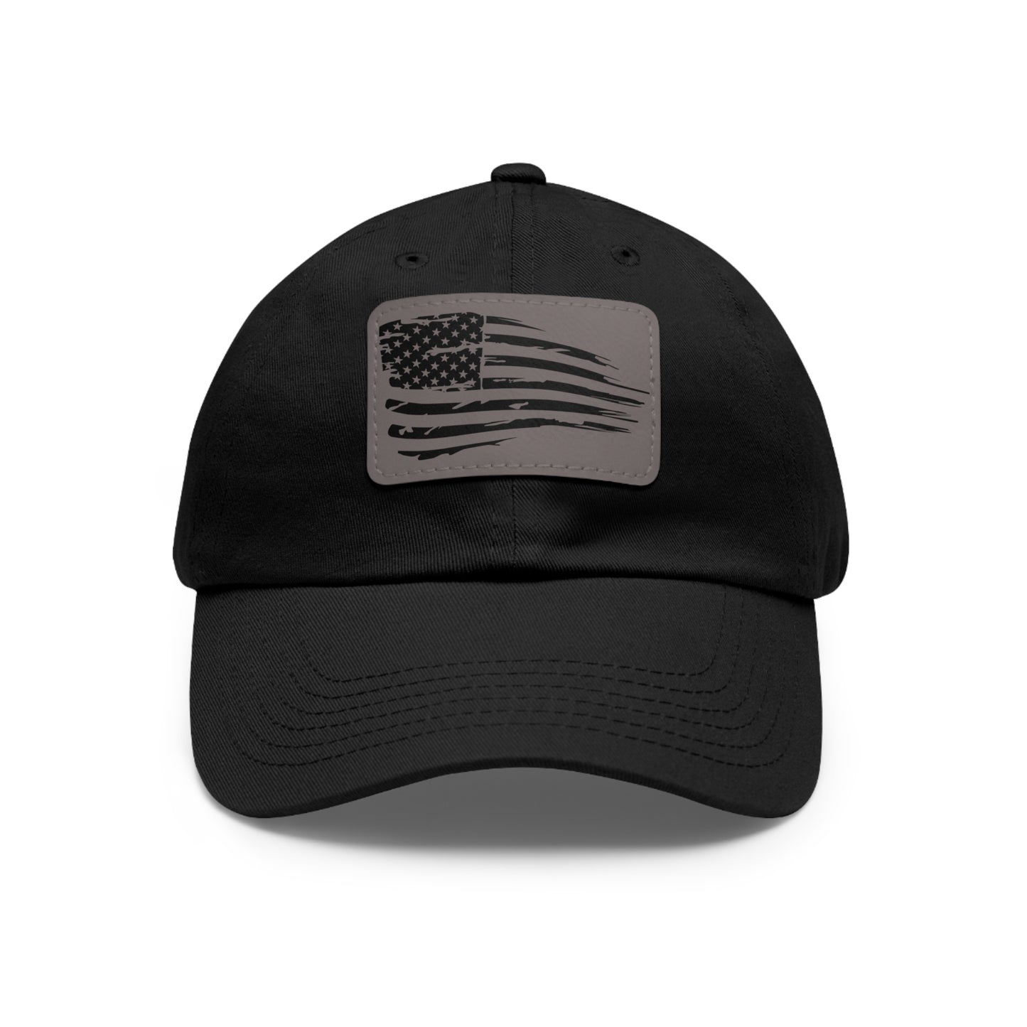 Torn American Flag Hat with Leather Patch