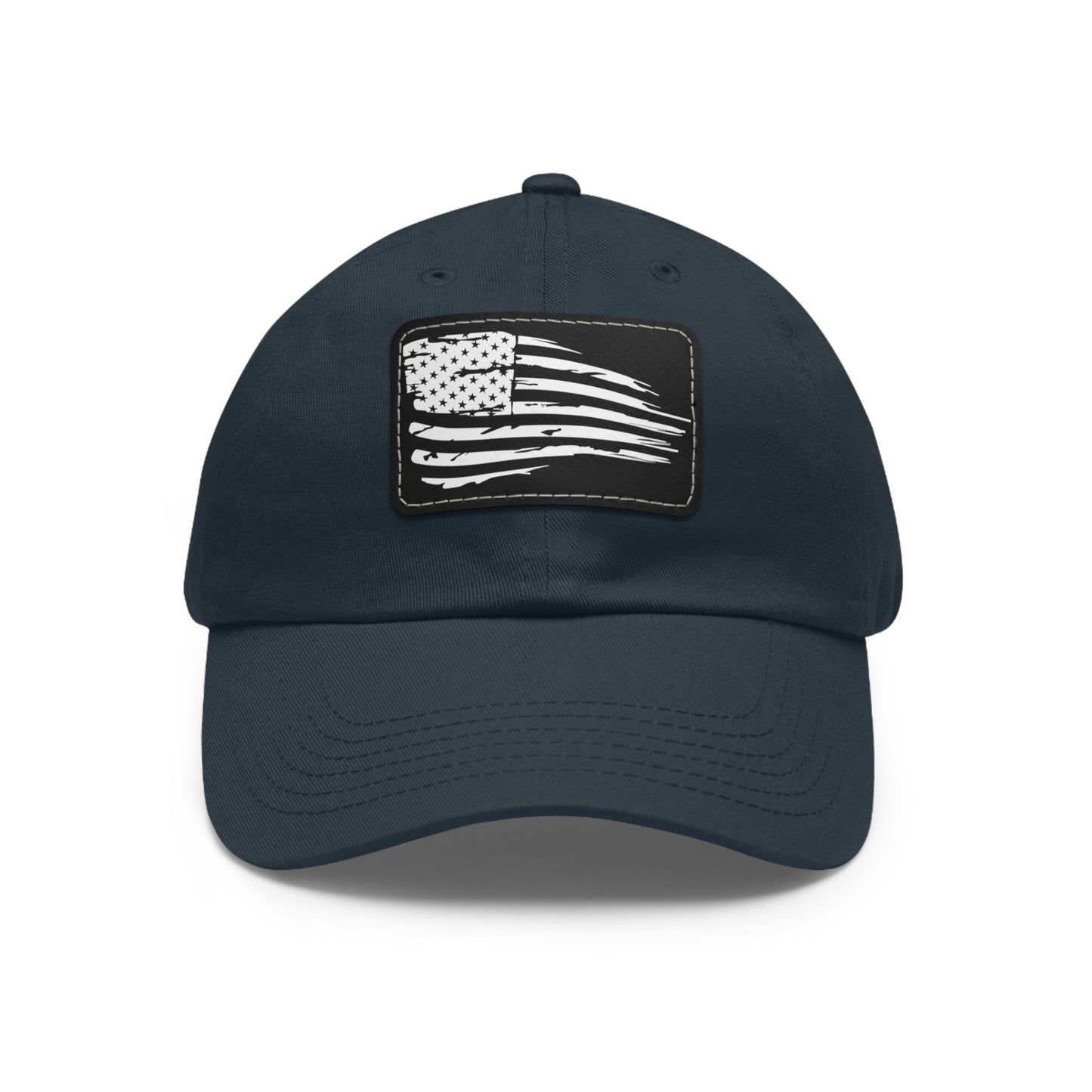 Torn American Flag Hat with Leather Patch