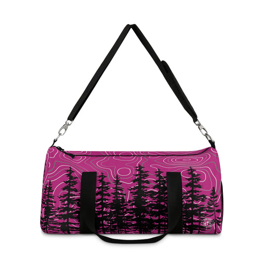 Pink Topographic Gray Forrest Overlanding Duffel Off-Road Gym Bag