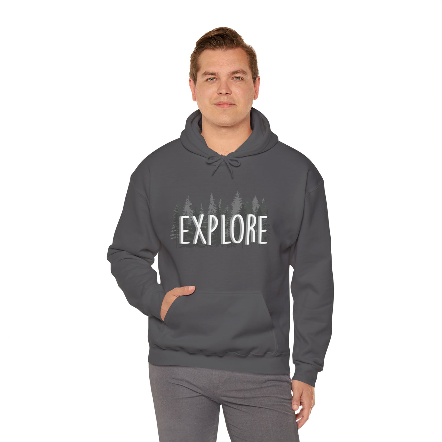 Explore Mountain Adventure Trees Heavy Blend™ Hooded Sweatshirt