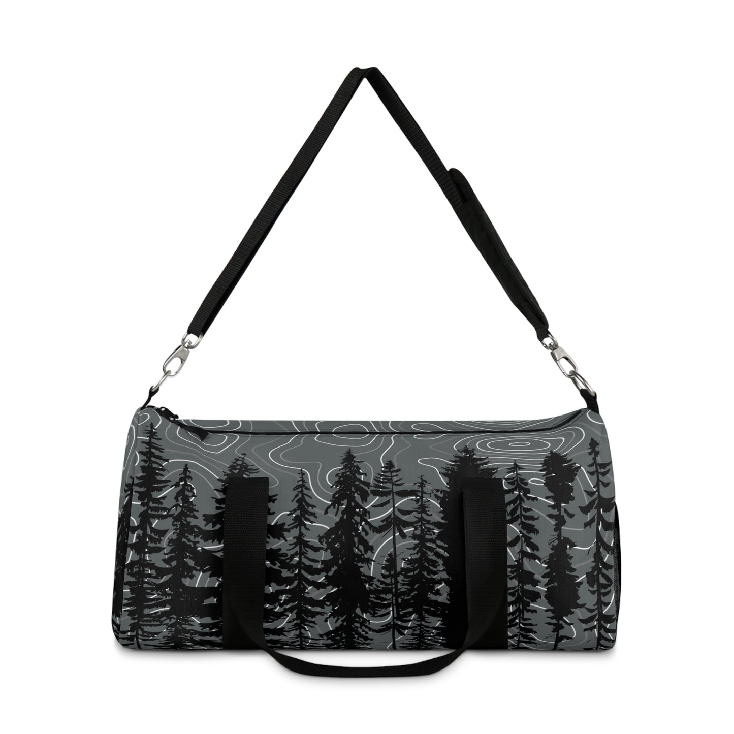 Topographic Gray Forrest Overlanding Duffel Gym Bag