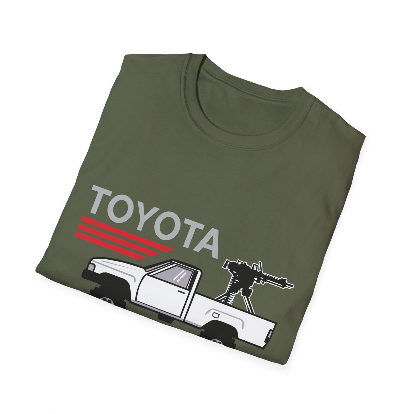 Toyota pickup with mounted gun T-Shirt | For regime changes on a budget