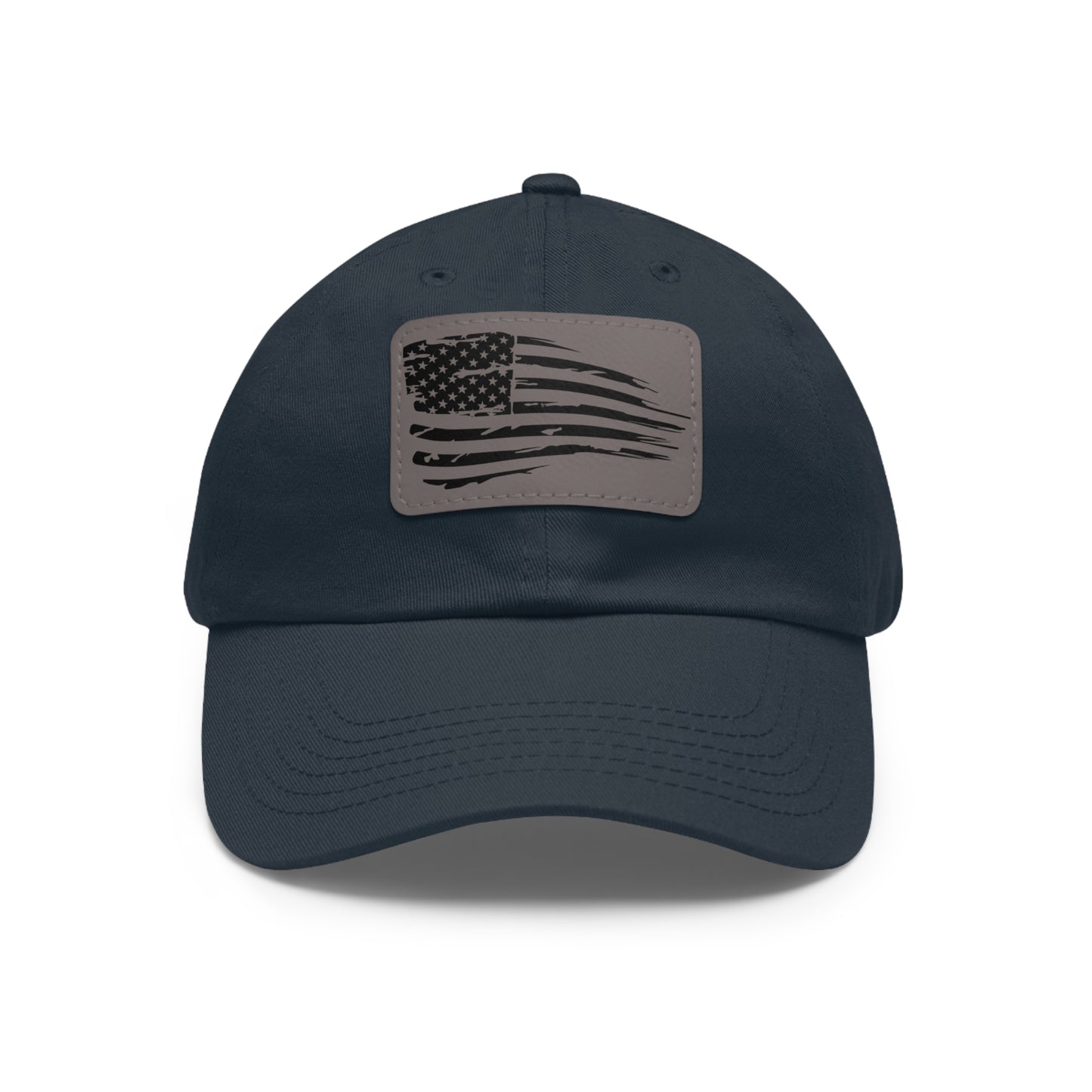 Torn American Flag Hat with Leather Patch