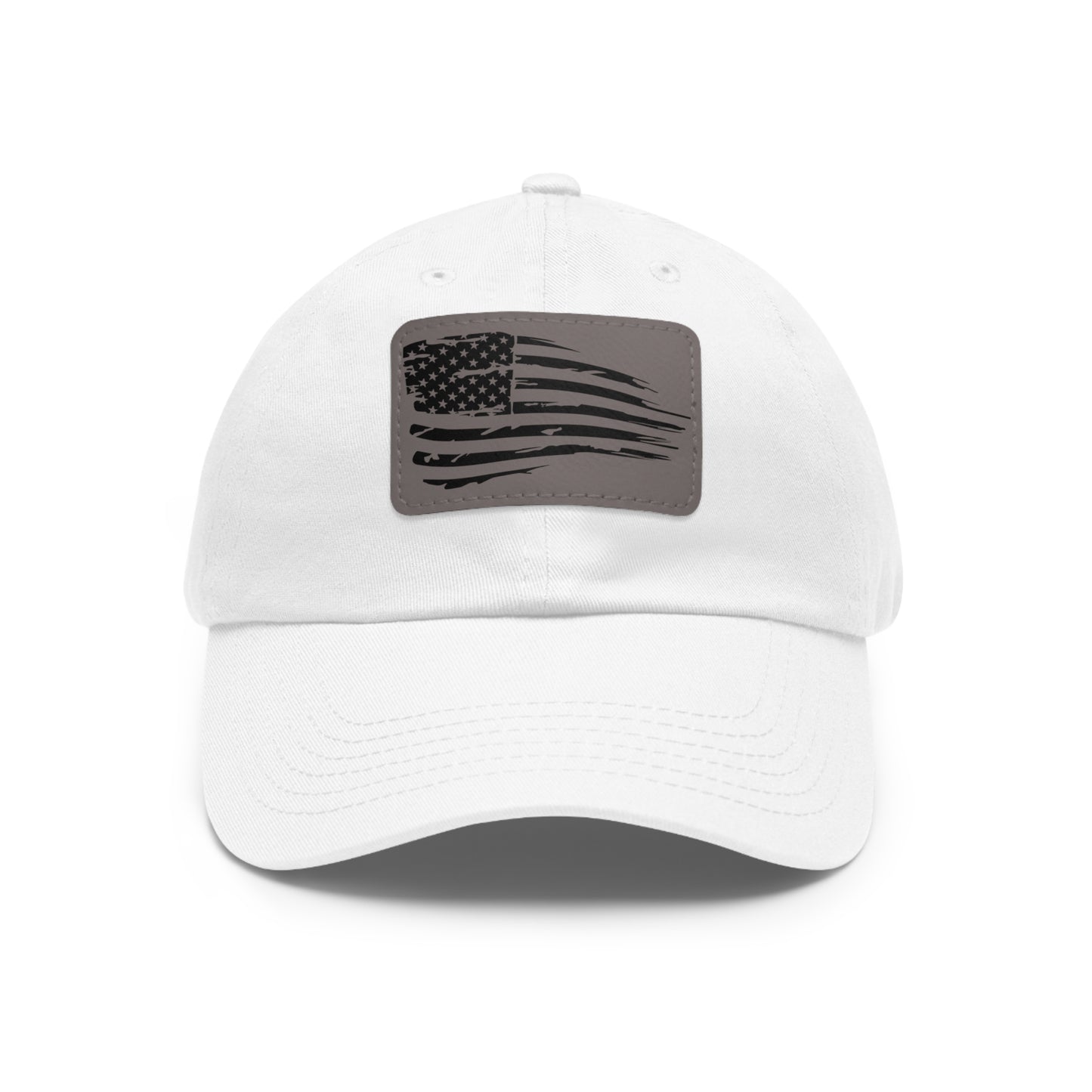 Torn American Flag Hat with Leather Patch