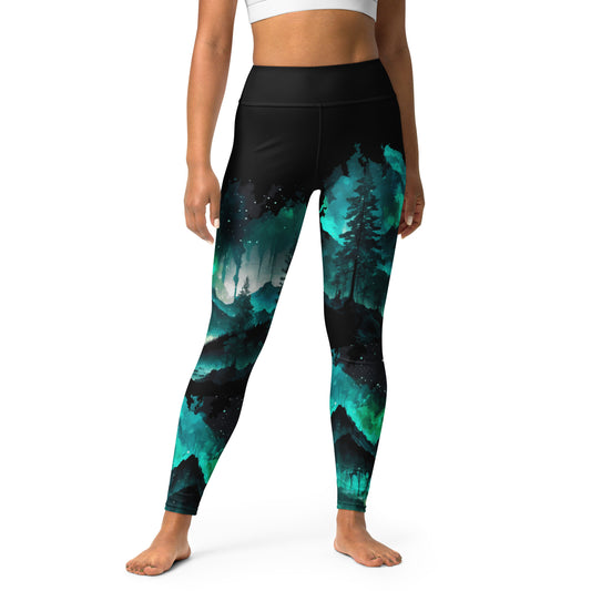 Dark Turquoise Wilderness Yoga Leggings