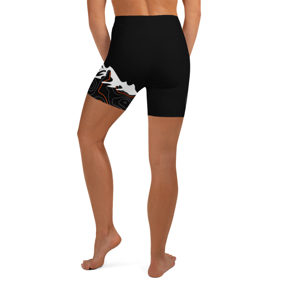 Mountain Orange Topographic Outdoor Yoga Shorts