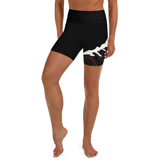 Mountain Orange Topographic Outdoor Yoga Shorts