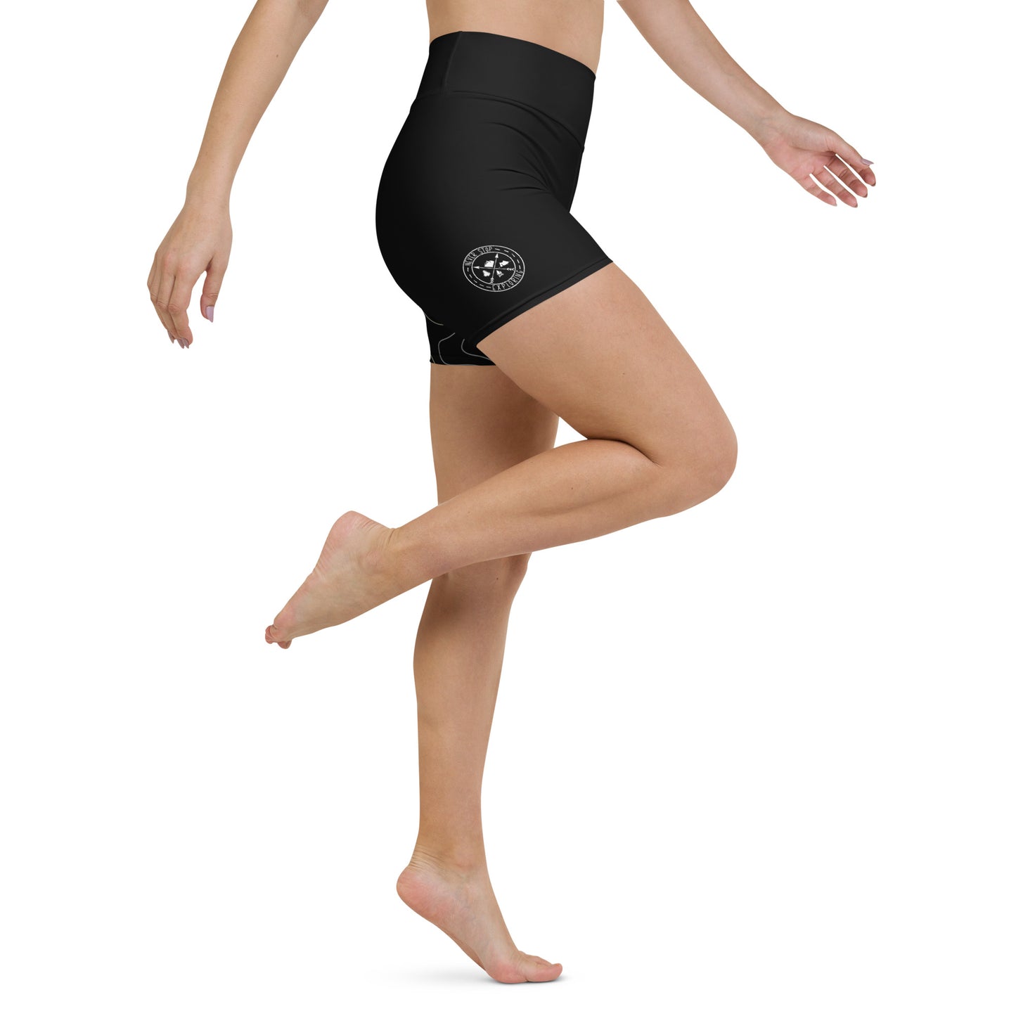 Mountain Brown & White Topographic Outdoor Yoga Shorts